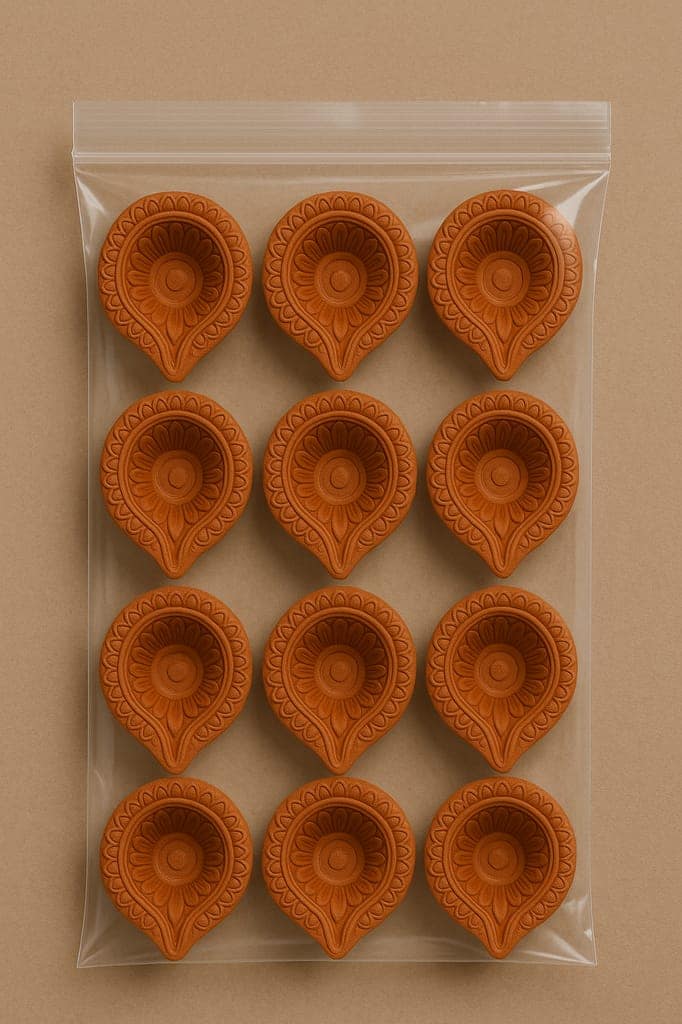 Handmade Clay Diya Lamp Set (Pack of 12)
