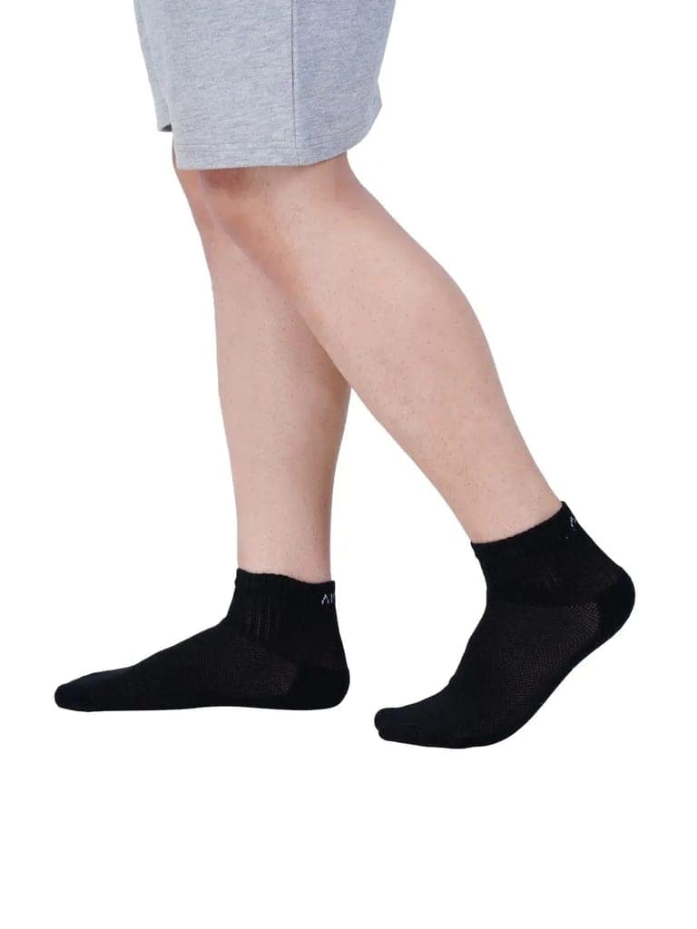 Cotton Ankle Socks for Men and Women Pack of 2 Pairs Black -HA2BL-S view 2