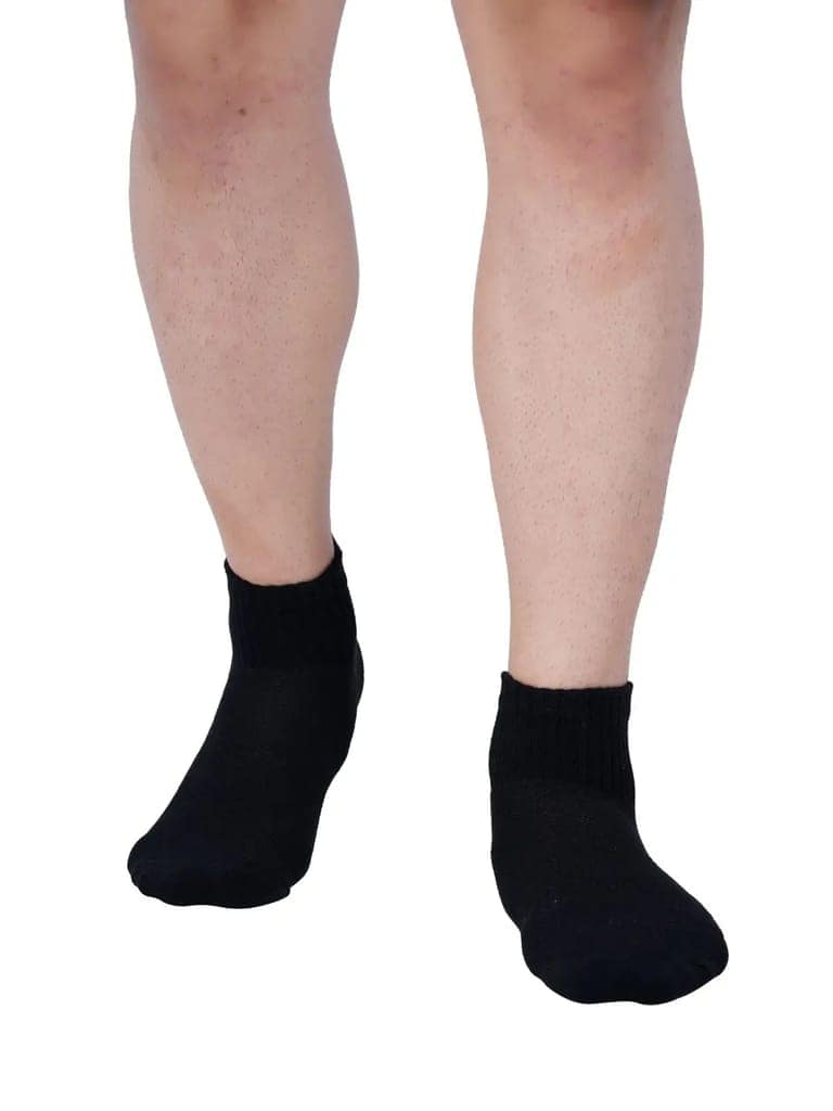Cotton Ankle Socks for Men and Women Pack of 2 Pairs Black -HA2BL-S view 3