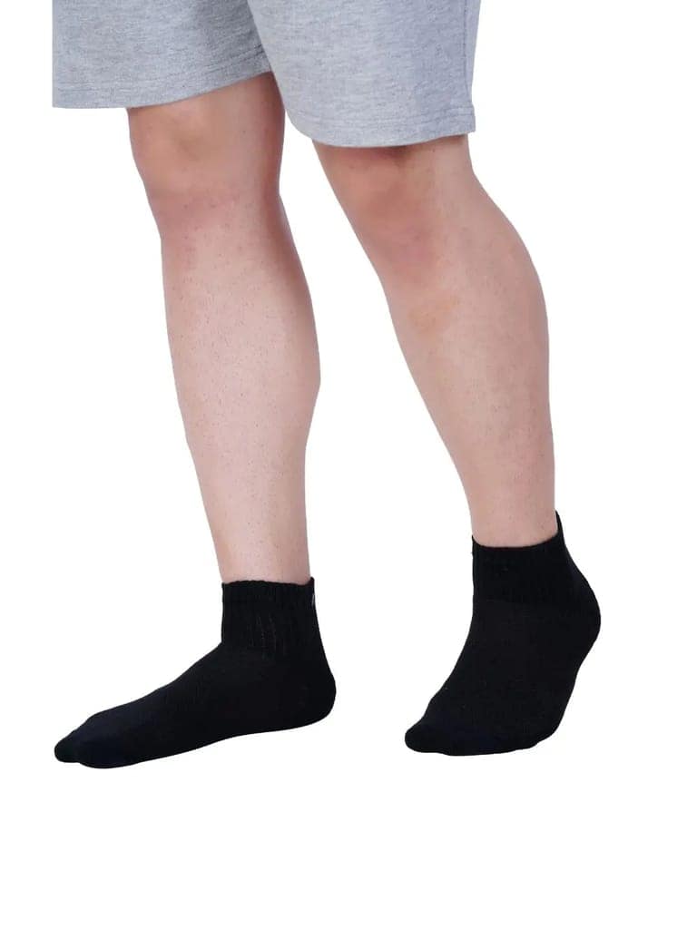 Cotton Ankle Socks for Men and Women Pack of 2 Pairs Black -HA2BL-S view 4