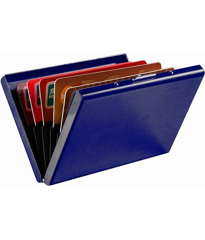 STYLE SHOES Blue Steel Credit/Debit Card 6 Slot Card Holder For Men & Women view 2