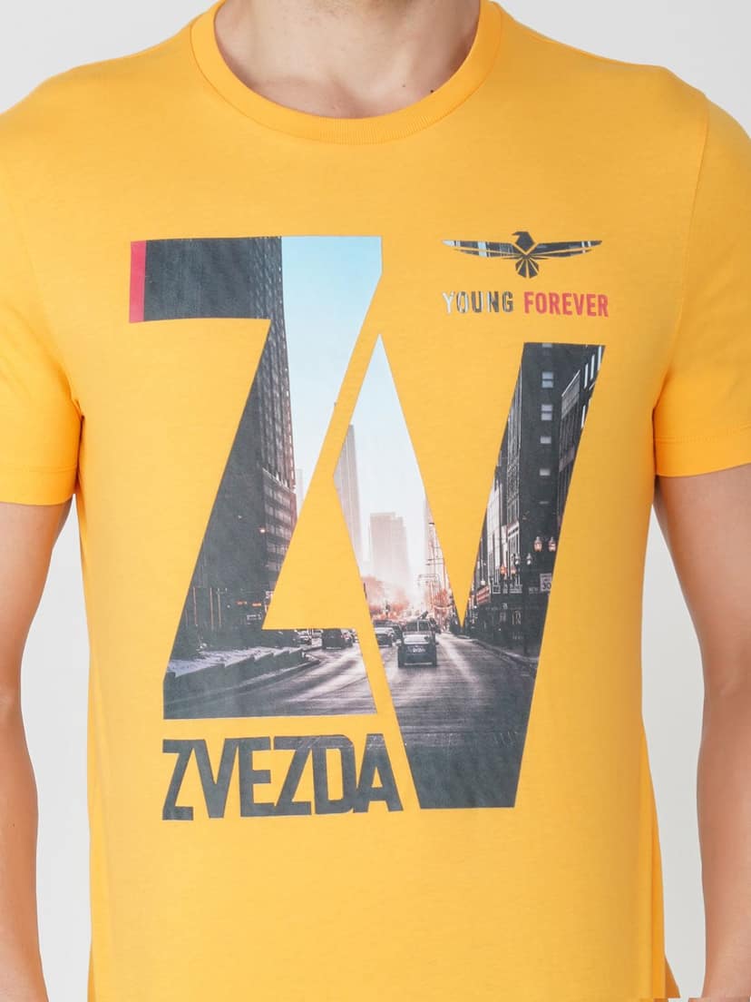 Men’s Casual Graphic Tee Euro Fit-Yellow view 4