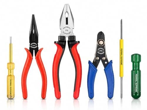Perwal Supreme Pack of 5, 1 pcs. Combination Plier 200mm, 1 pcs Wire Stripper 130mm, 1 pcs LIne Tester, 1 pcs Nose Plier, 1 pcs. 2in1 screwdriver, Cutting Plier For Home uses view 2