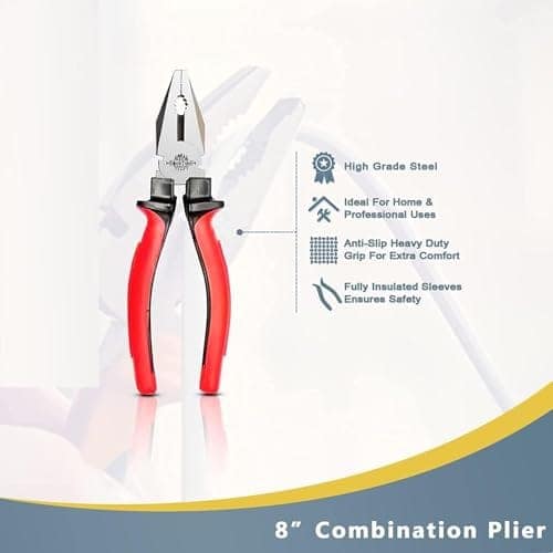 Perwal Supreme Pack of 5, 1 pcs. Combination Plier 200mm, 1 pcs Wire Stripper 130mm, 1 pcs LIne Tester, 1 pcs Nose Plier, 1 pcs. 2in1 screwdriver, Cutting Plier For Home uses view 3