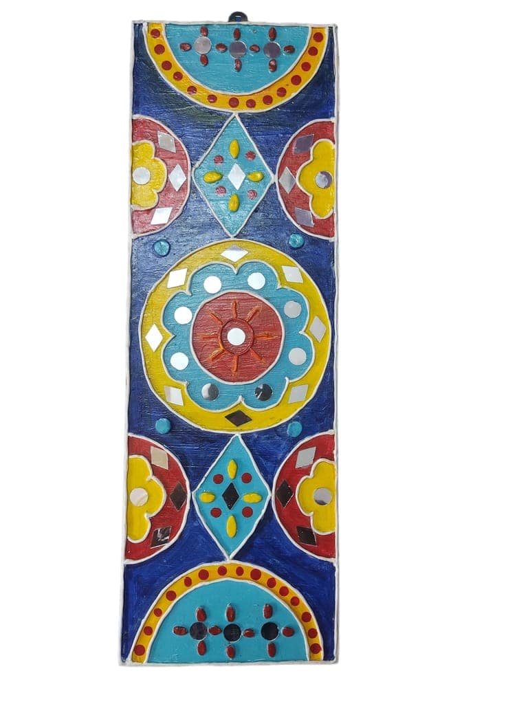 Handcrafted Wooden Key Holder with Intricate Hand-Painted Design and Mirror Work for Wall Decor