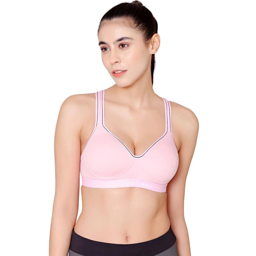 Bodycare cotton spandex wirefree adjustable straps seamless padded sports bra-1615B