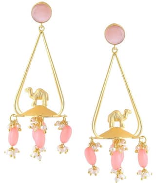 VIRAASI - Pink Danglers Earrings ( Pack of 1 )