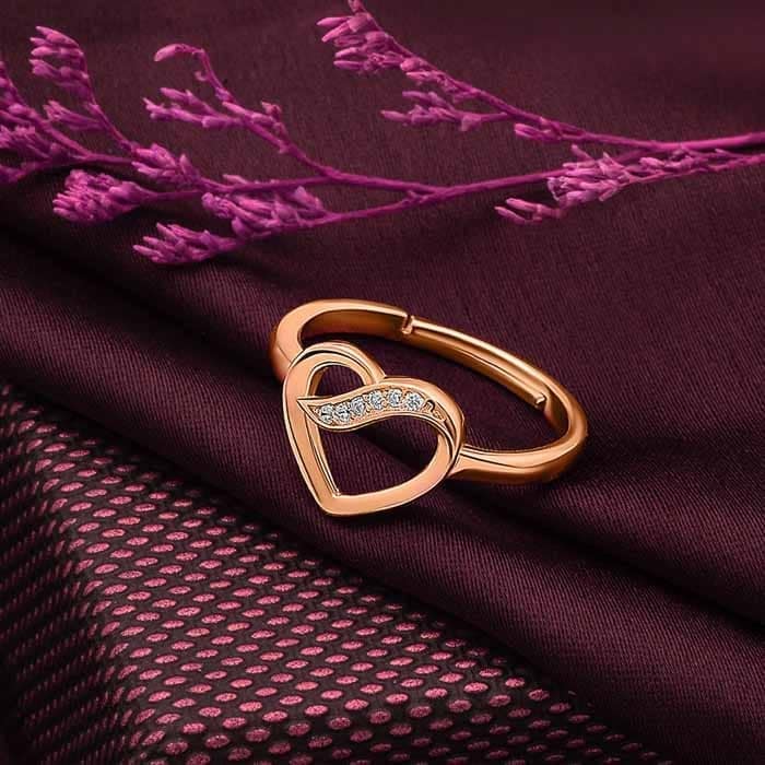 Rose Gold Heart Swirl Ring view 3