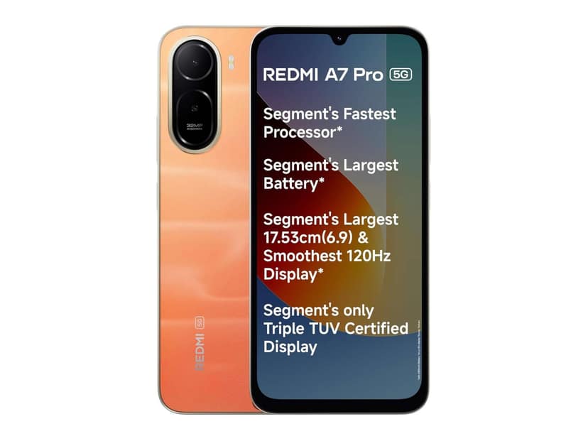 Redmi A7 Pro 5G Smartphone, 4GB RAM, 64GB Storage - Sunset Orange