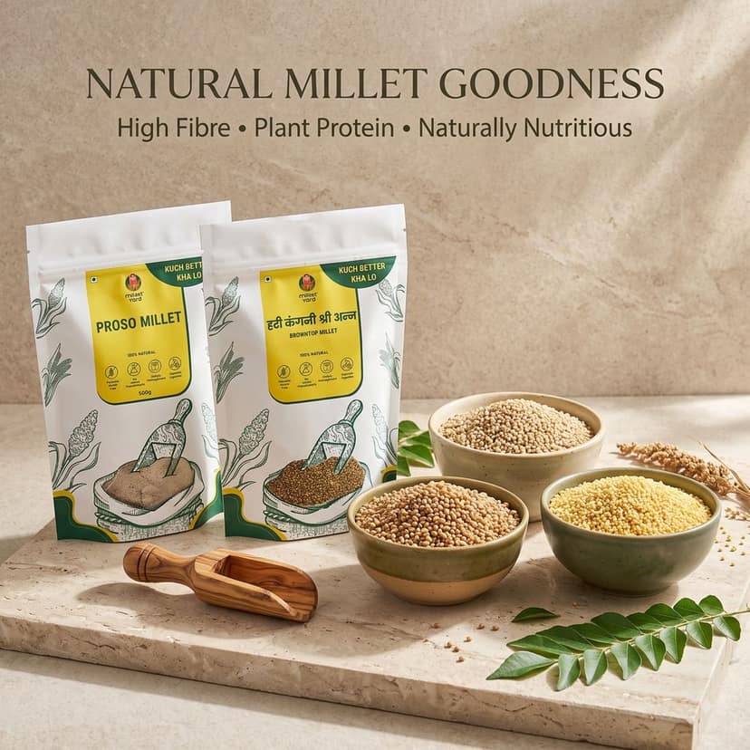 Millet Yard Millets 1 kg Natural Grains Combo Pack of 2 | Proso 500g, Browntop millet 500g | Nutrient Powerhouse, High Protein & 100% More Fibre Mixed Millet (1 kg, Pack of 2) view 4