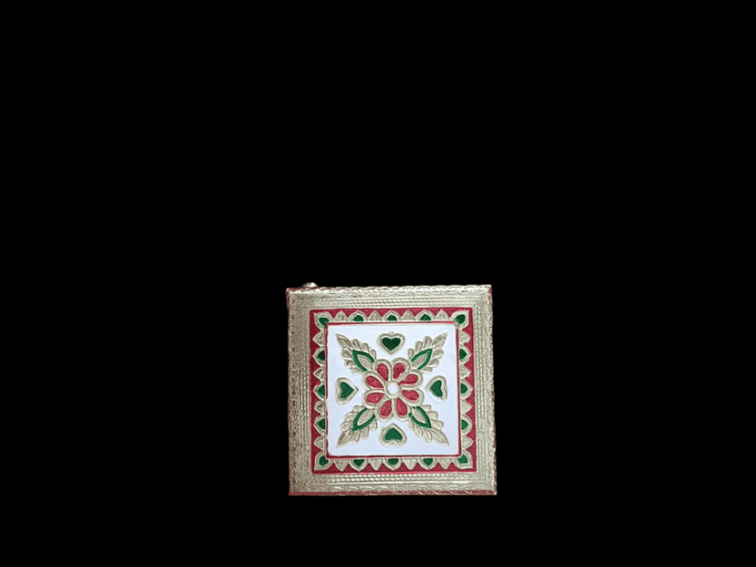 Golden Metal Pooja Chowki for Home Temple view 2