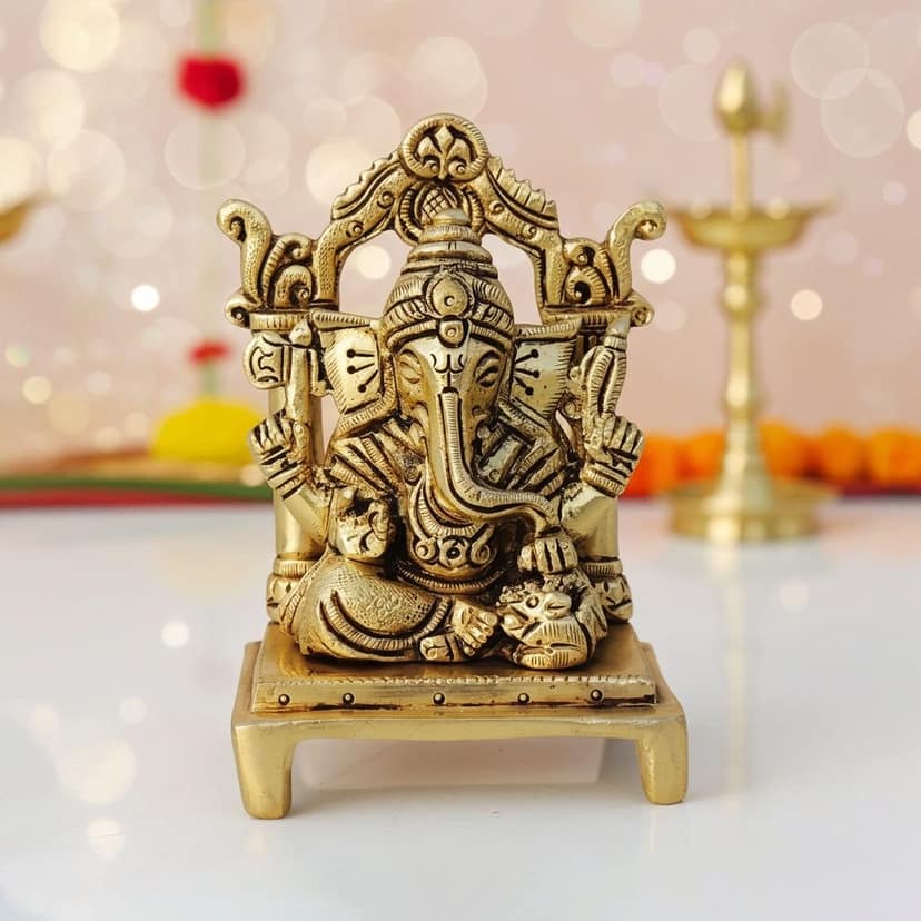 Brass Showpiece Ganesh Ji God Idol Statue (BSMAS1441 G)