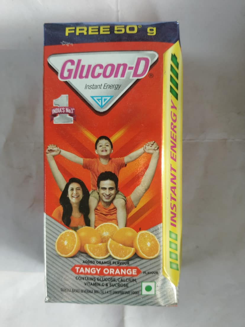 Glucon-d Instant energy Tangy orange flavour Contains glucose, calcium & vitamin c