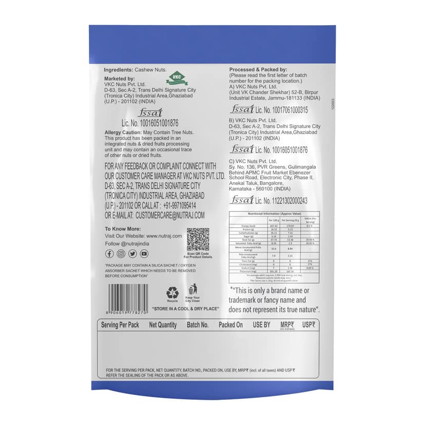 Nutraj Premium Cashew Nuts 200gm (W320) view 3