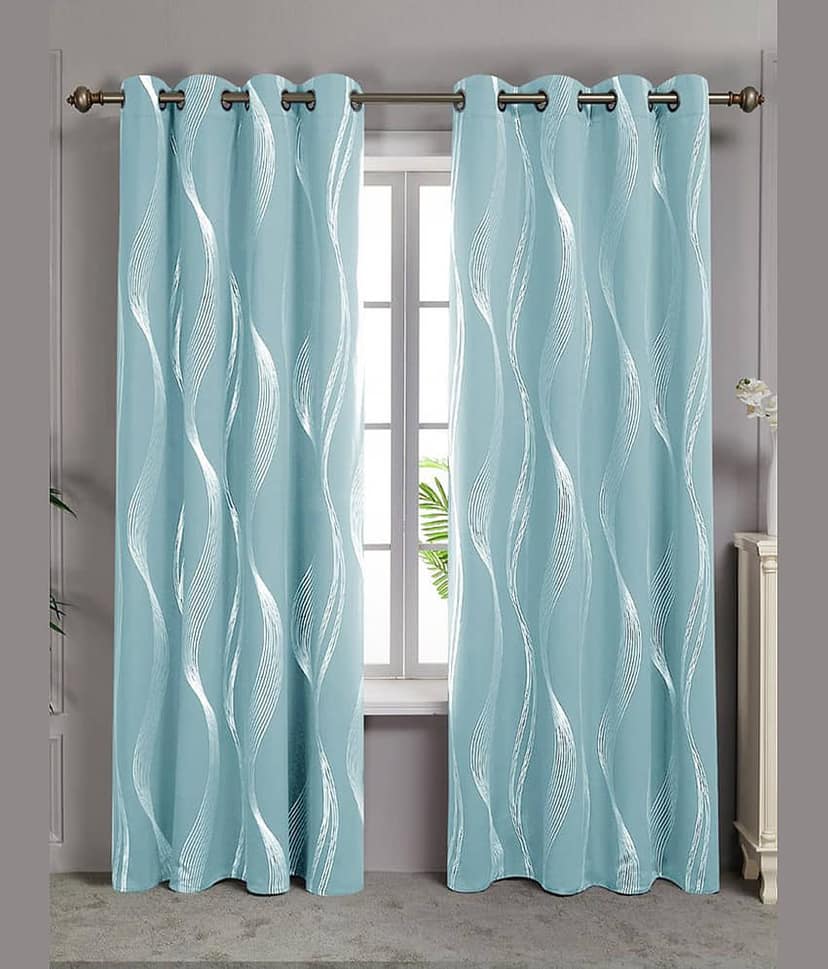V21 decod Graphic Room Darkening Eyelet Curtain 7 ft ( Pack of 1 ) - Blue view 2