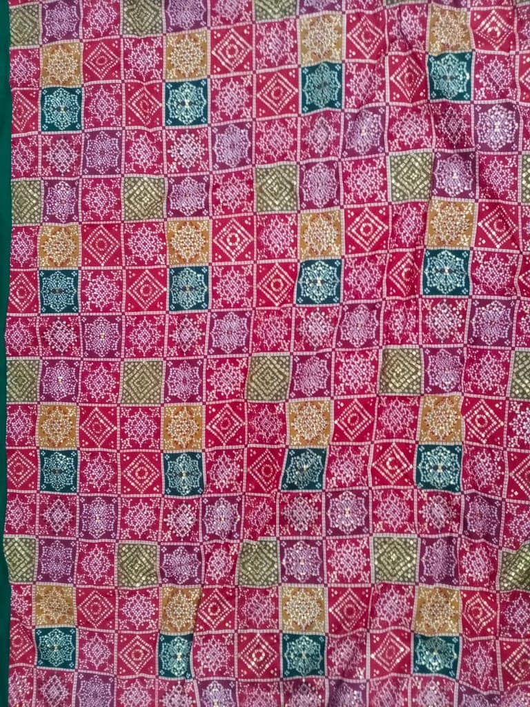 Women's Maroon Georgette Saree with Multicolored Geometric Blouse view 4