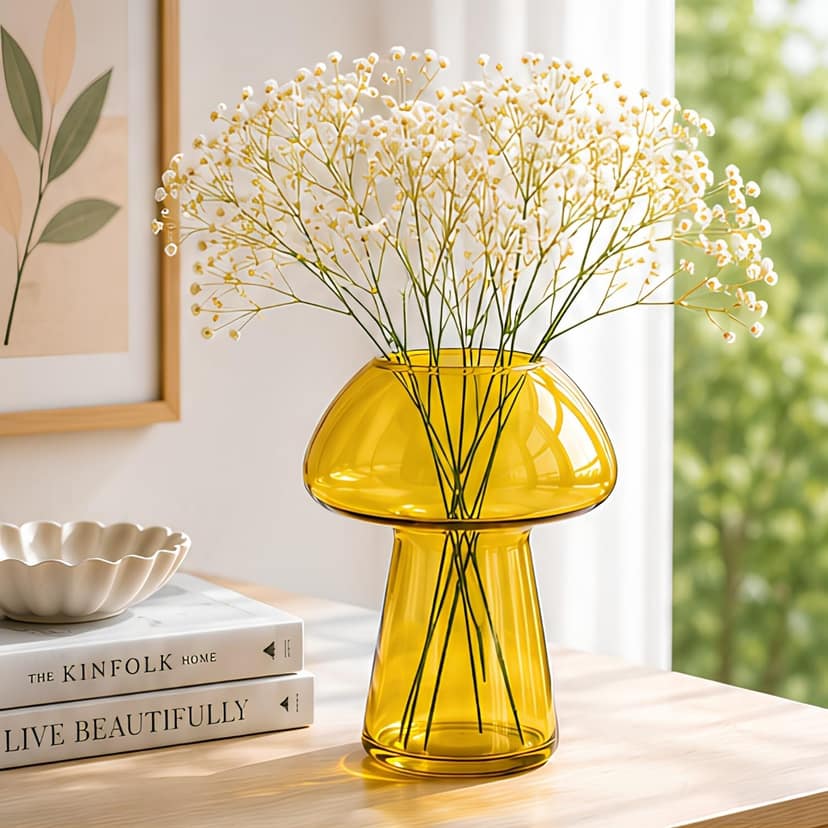 Yellow Mushroom Glass Vase