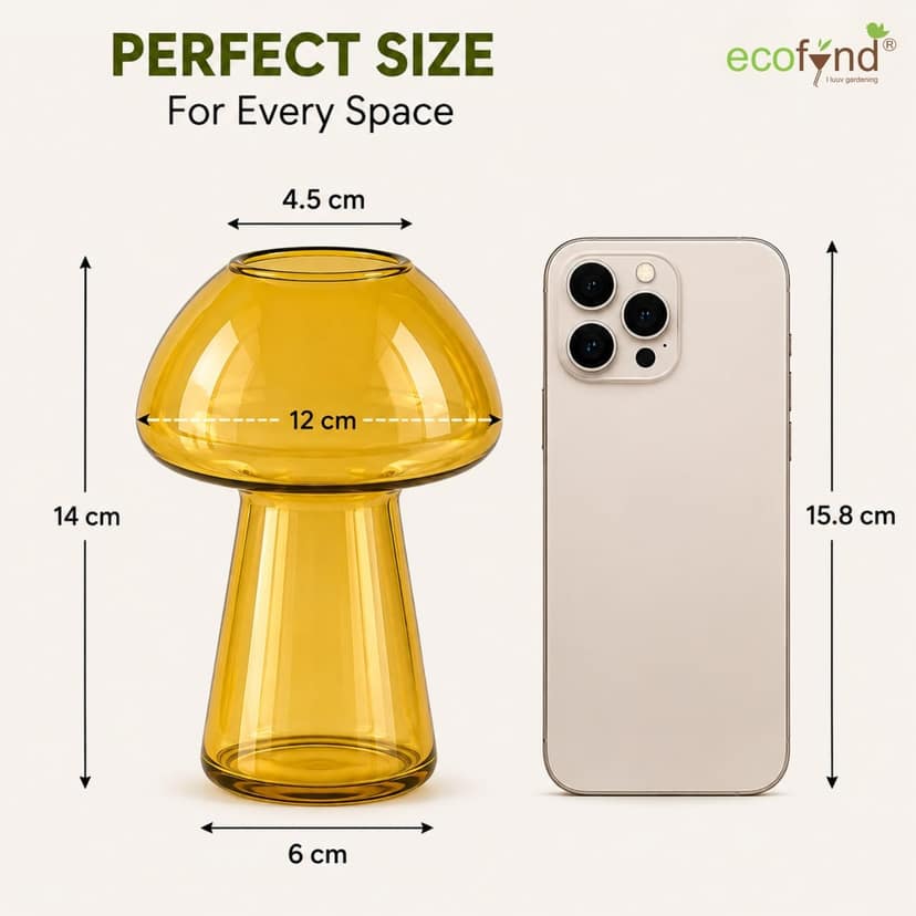 Yellow Mushroom Glass Vase view 3