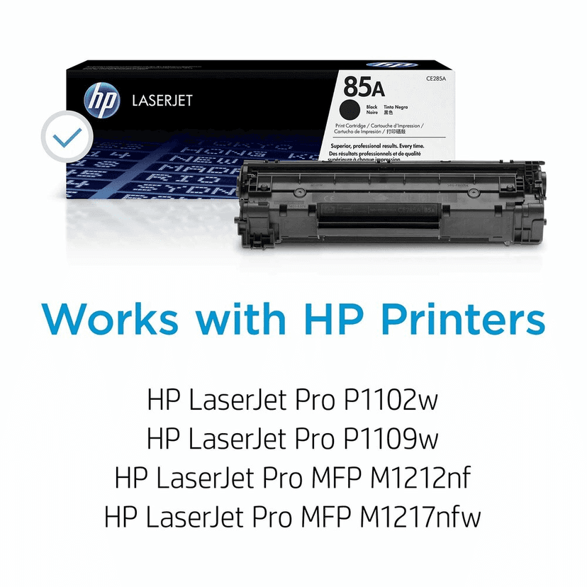 HP 85A Black LaserJet Toner Cartridge (CE285A) for HP LaserJet Pro P1102, P1102w, M1132 MFP, M1212nf MFP, M1217nfw Printers view 2