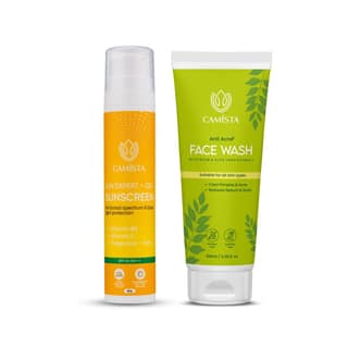 CAMISTA Sun Expert + Gel Sunscreen SPF 50 PA+++ (60 gm) with Anti Acne Face Wash (100 ml) - pack of 2