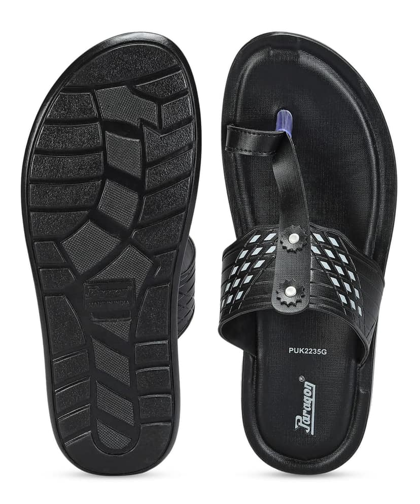 Paragon Men's Slip-on Black Sandals for Men | Comfortable Sole & Durable view 5