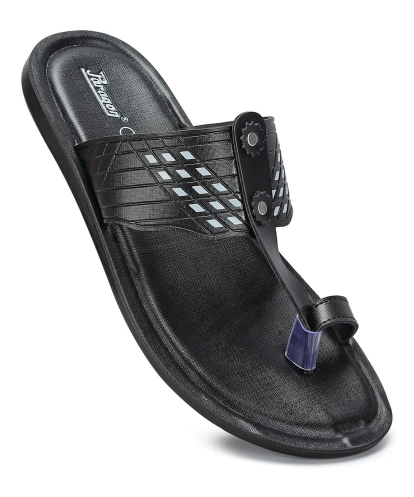 Paragon Men's Slip-on Black Sandals for Men | Comfortable Sole & Durable view 6