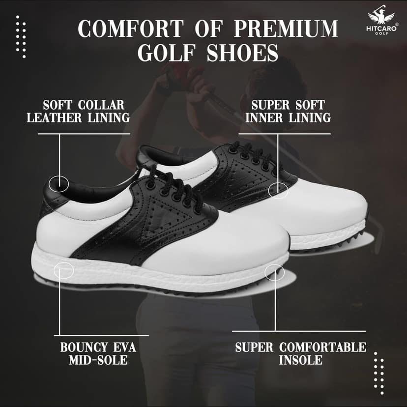 HITCARO Men Proffessional Leather Golf Shoes | Lace-Up | Phylon Sole |Waterproof | Comfortable | Breathable | Sports Shoes view 3