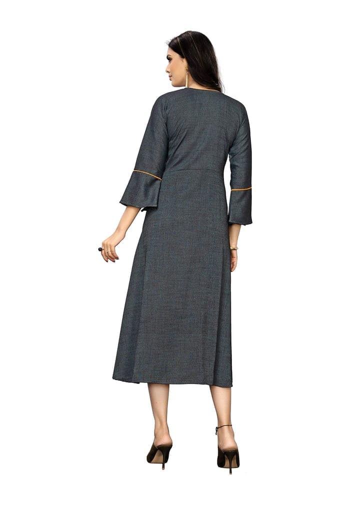 B&T Swara Women's Rayon' Two Tone Slub Kurti (BT139_Grey_M) (Medium, Grey) view 3