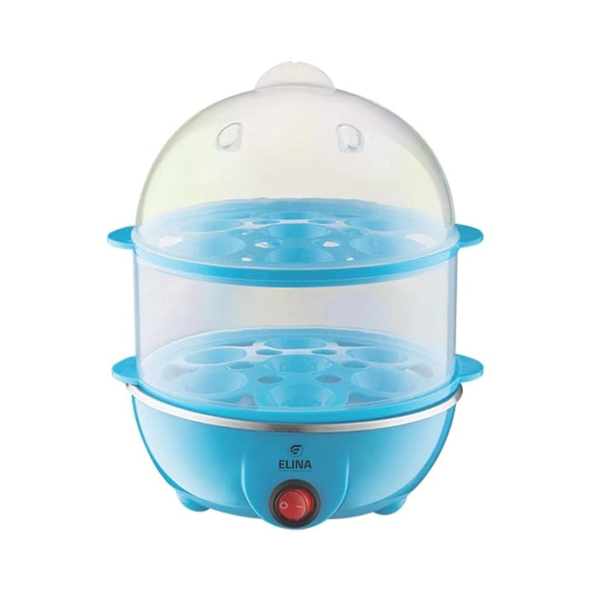 Elina Egg Boiler | Boil up to 14 Eggs - 350 Watts | Dual Egg Tray | Easy to clean | 3 Boiling Modes | Automatic Operation | Blue