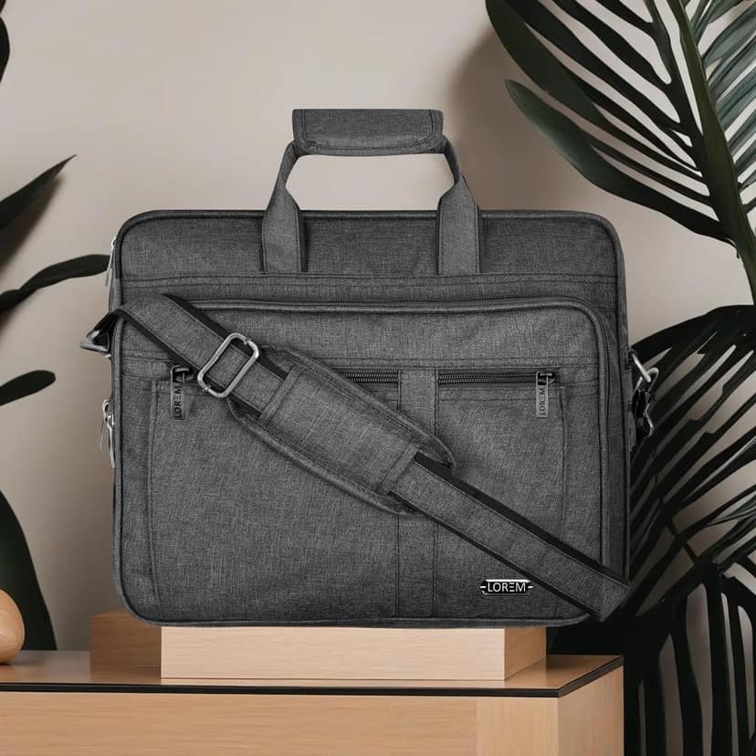 Grey Color Linen 28L Laptop Messenger Bag For Men BG65 view 2
