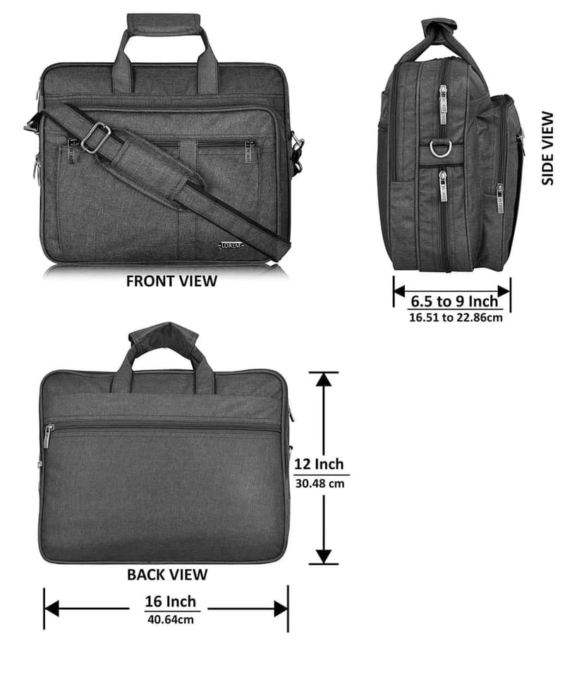 Grey Color Linen 28L Laptop Messenger Bag For Men BG65 view 3