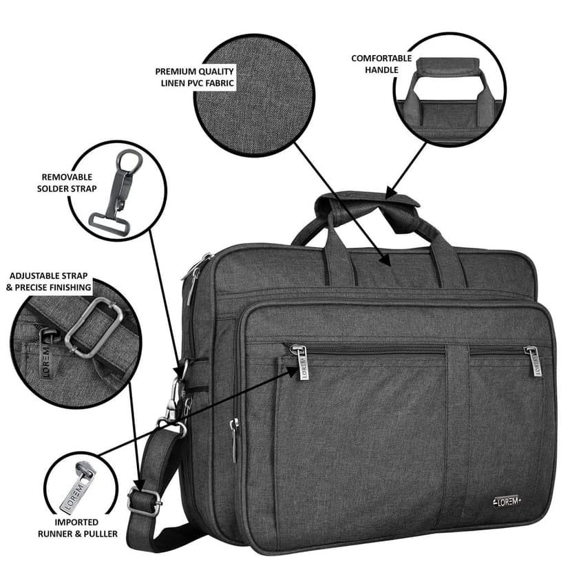 Grey Color Linen 28L Laptop Messenger Bag For Men BG65 view 4