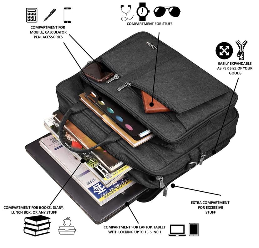 Grey Color Linen 28L Laptop Messenger Bag For Men BG65 view 5