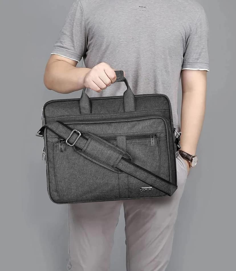 Grey Color Linen 28L Laptop Messenger Bag For Men BG65 view 7