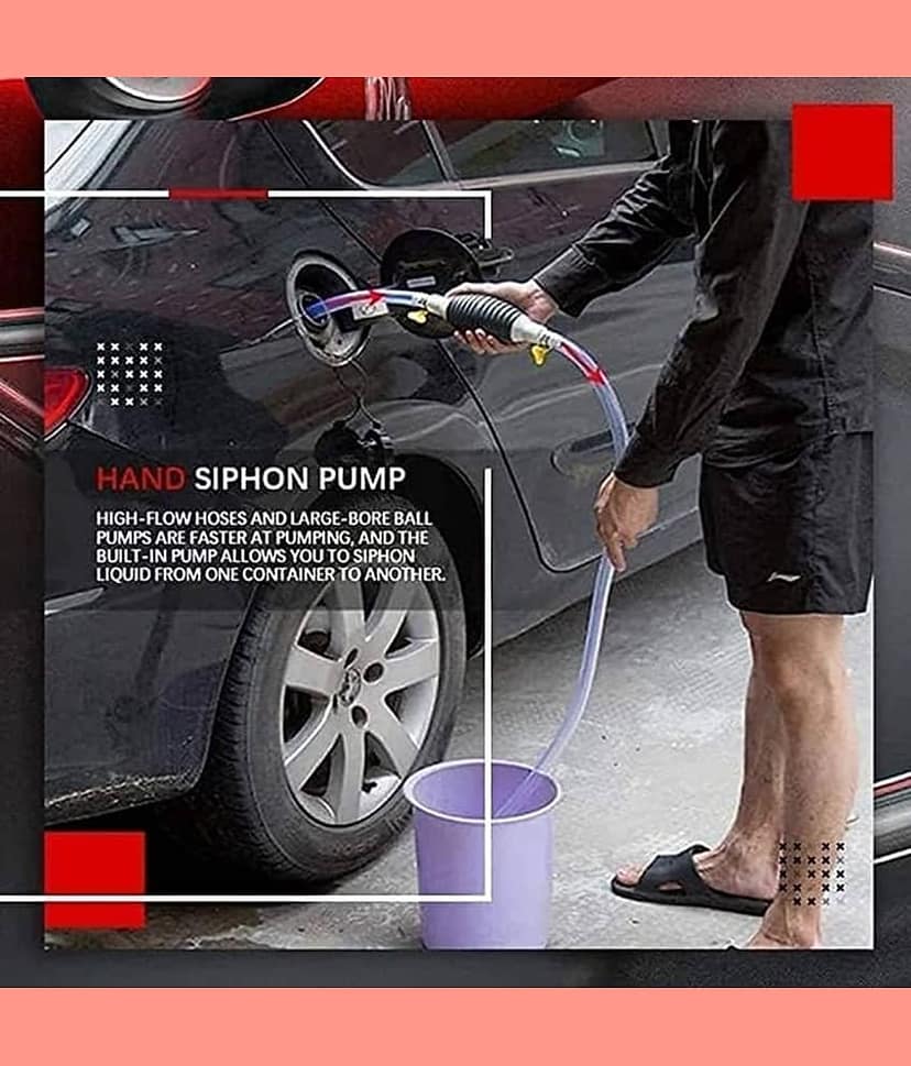 Fuel Transfer Pump Kit Tank Sucker Newest High Flow Hand Pump Portable Manual Car Fuel Transfer Pump for Petrol Diesel Oil Liquid Water Fish Tank with 2 M Pipe view 2