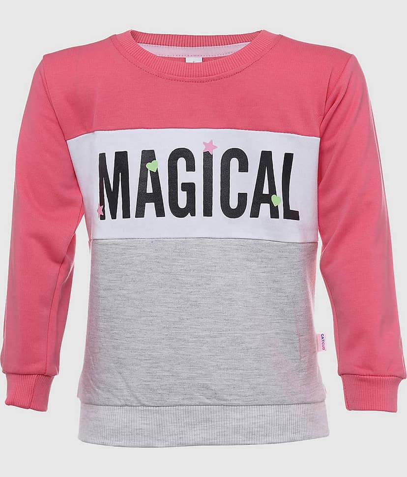 CATCUB Single Girls Cotton Blend Sweatshirt ( Navy )