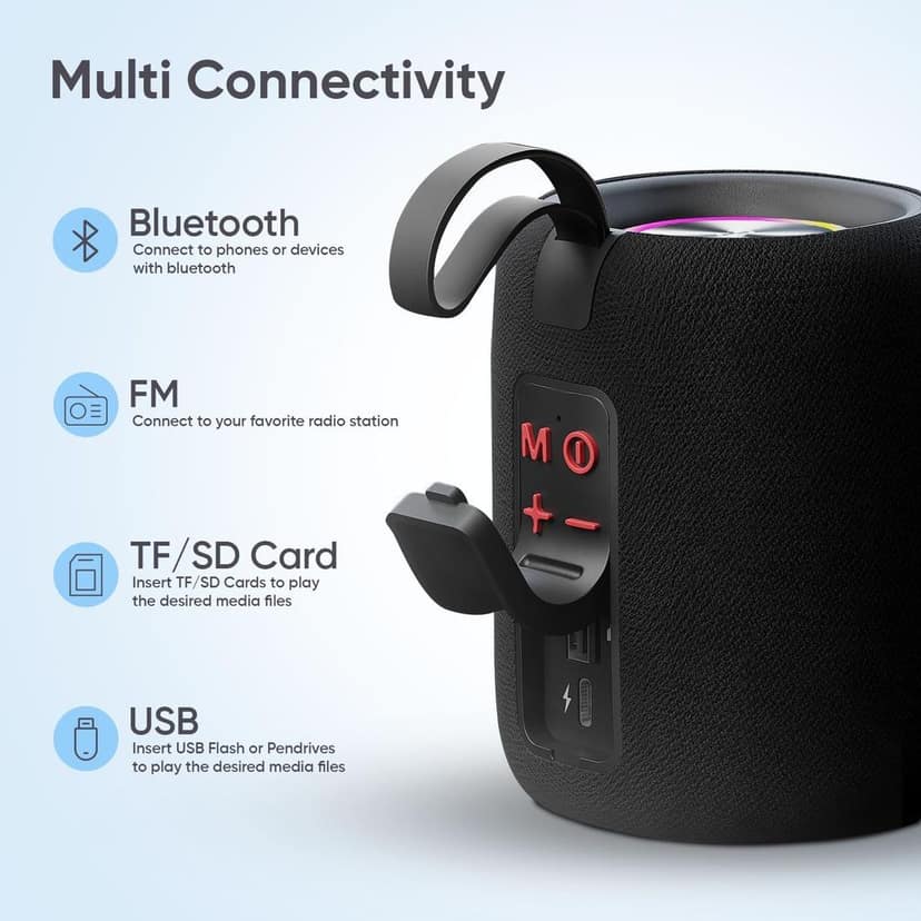 Roll 10W Portable Bluetooth Speaker - Immersive 360-Degree Surround Sound, Extended 7-Hour Playtime, Splashproof Design, True Wireless Stereo (TWS) Pairing, Portable with Travel Loop view 6