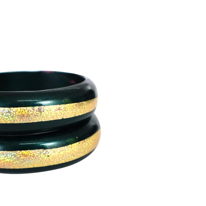 FHS traditional Rajasthani Handmade Round Shape Lac Bangles - Green view 4