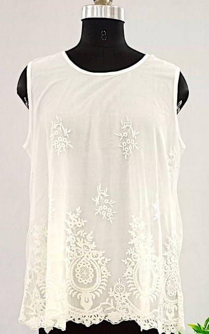 NV1147001-004-Effortless Chic: White Sleeveless Pure Cotton Crop Top view 3