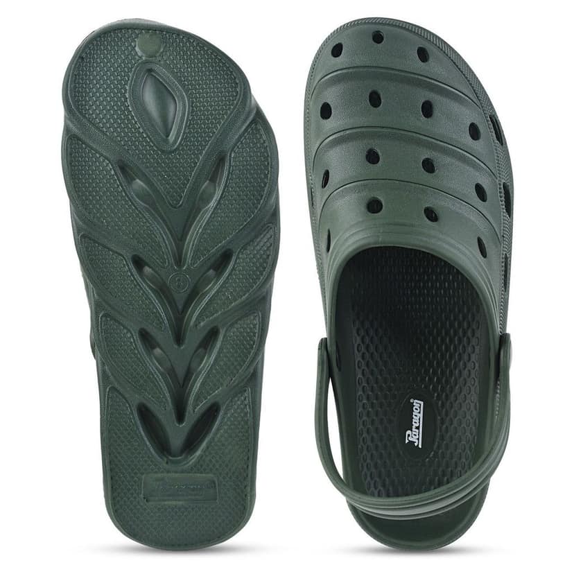 Paragon Olive Green Ultra-Comfortable Self-Design Clogs for Men view 5