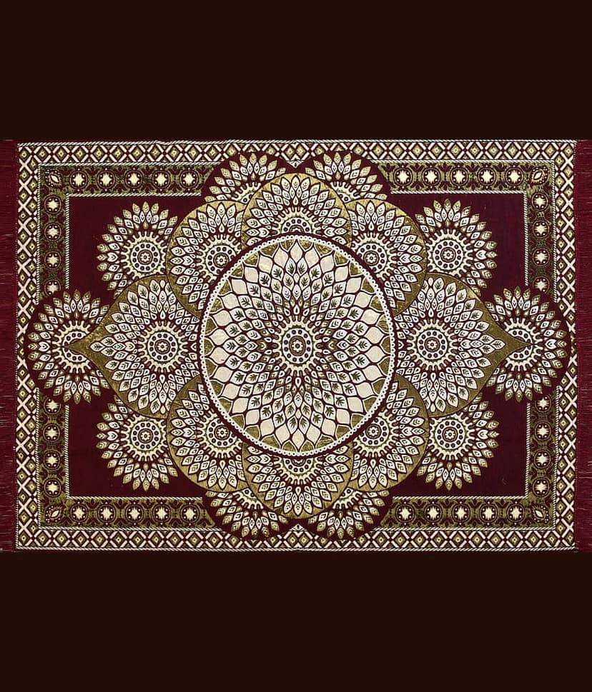 FURNISHING HUT Red Cotton Carpet Abstract 5x7 Ft view 2