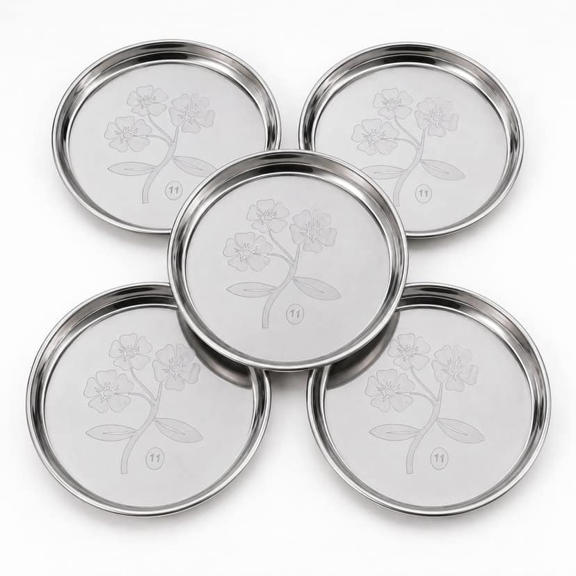 Premium Stainless Steel Designer Floral Thali (Khoncha)