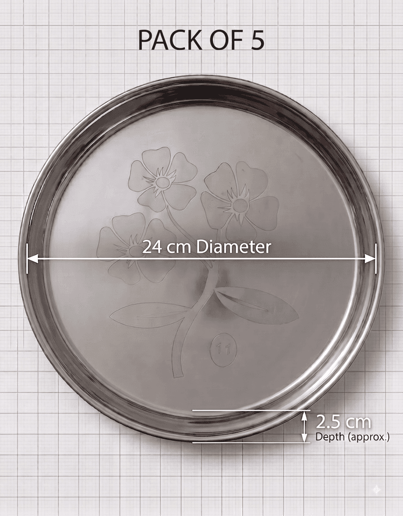 Premium Stainless Steel Designer Floral Thali (Khoncha) view 2