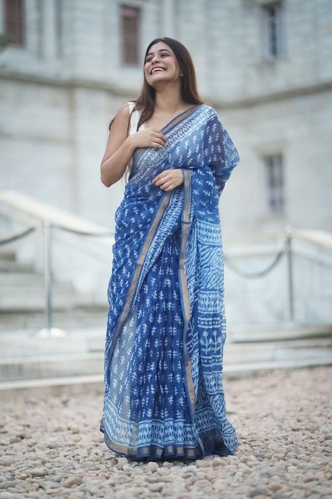 KaisorI Malhar Sejal Kota blockprinted cotton silk saree view 10
