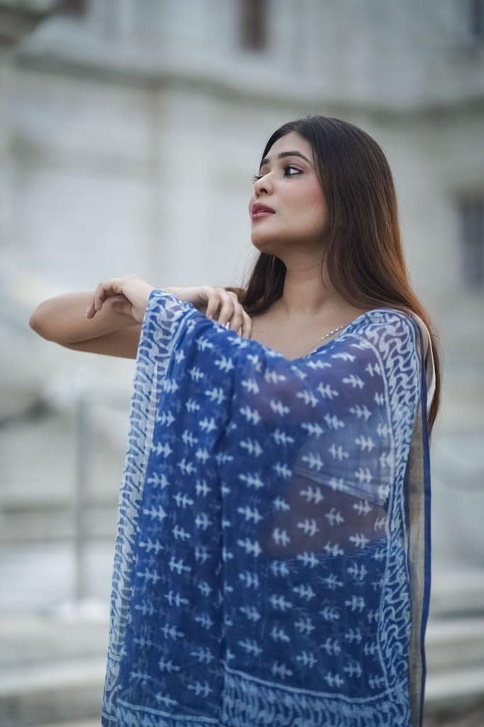 KaisorI Malhar Sejal Kota blockprinted cotton silk saree view 3