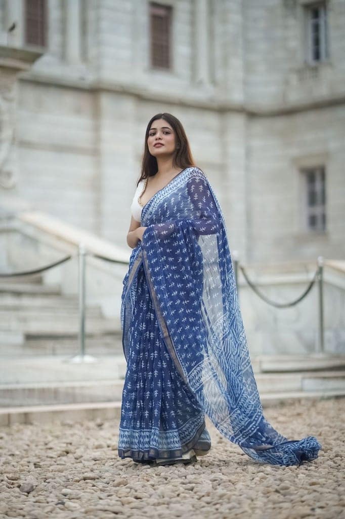 KaisorI Malhar Sejal Kota blockprinted cotton silk saree view 4