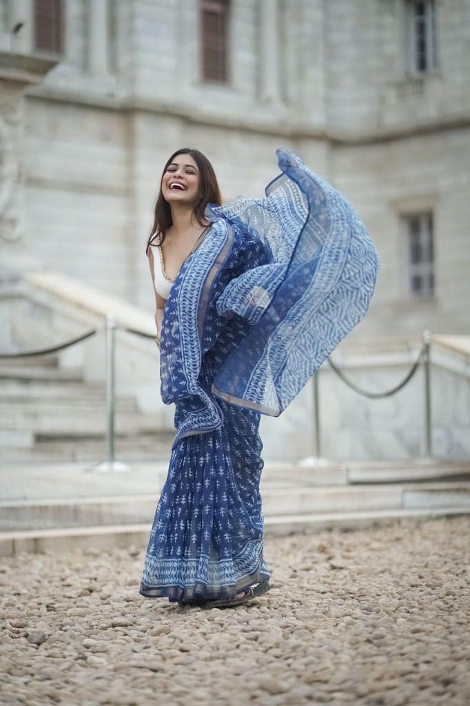 KaisorI Malhar Sejal Kota blockprinted cotton silk saree view 6