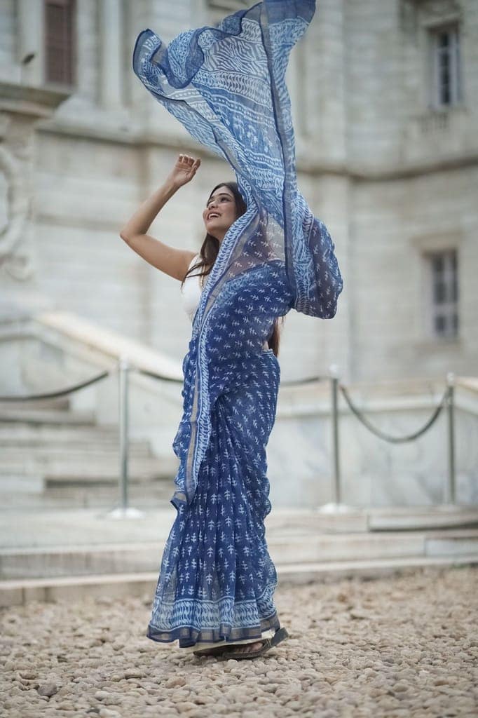 KaisorI Malhar Sejal Kota blockprinted cotton silk saree view 7