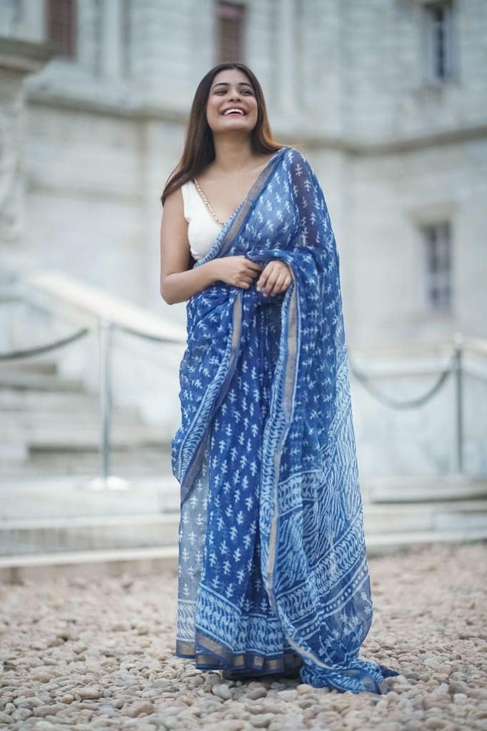 KaisorI Malhar Sejal Kota blockprinted cotton silk saree view 8