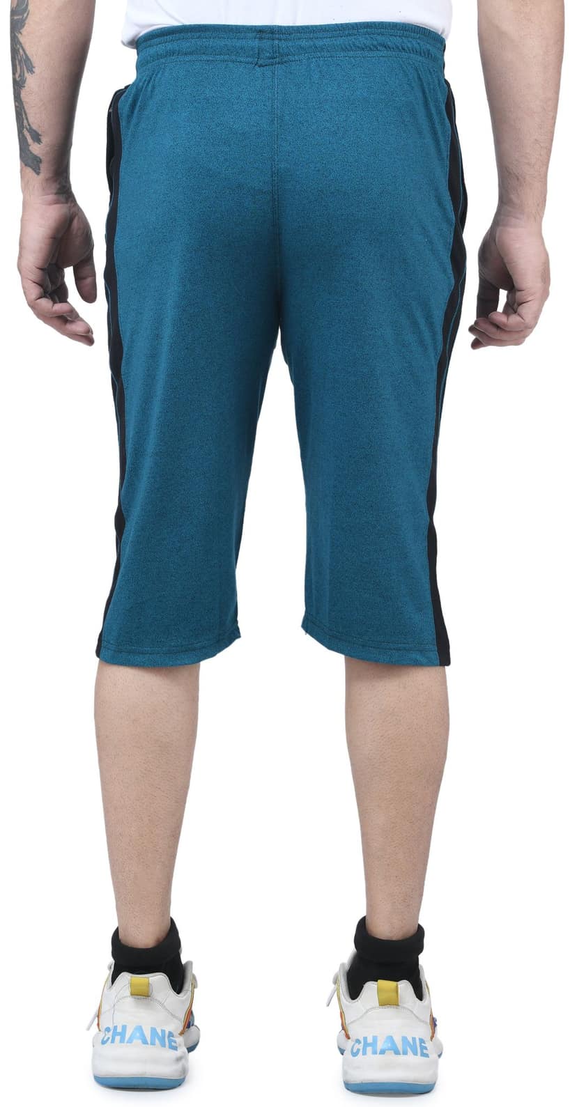 I Bulls, Designer Self Design Hosiery Cotton Regular Fit Three Quarters/Three Fourths/Three by Fourth /3/4 / Capri for Men- Casual/Sports Wear with Zip Lock Pockets view 3